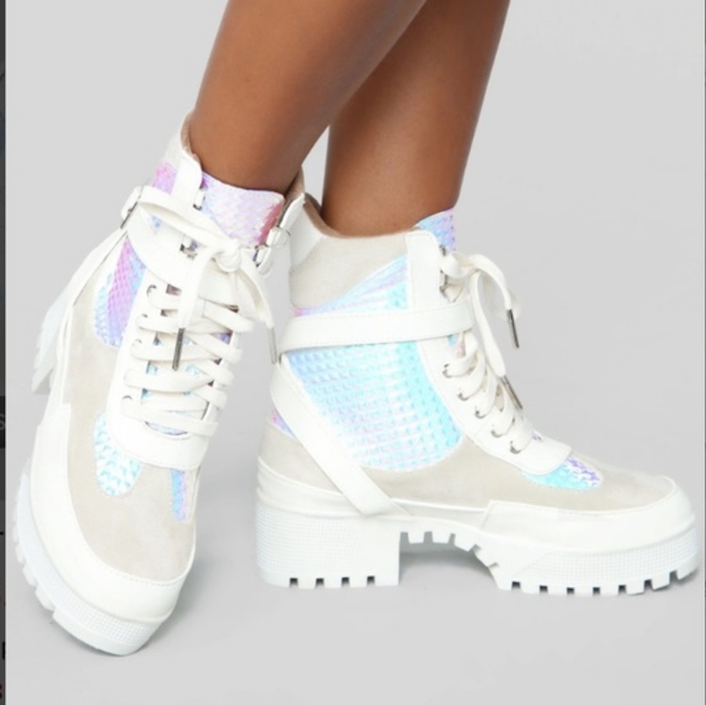 Fashion Nova For The Thrill Holo Booties